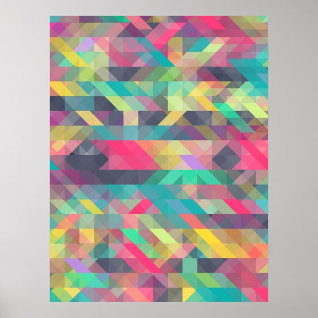 Cool colorful geometric triangles pattern poster (Front)