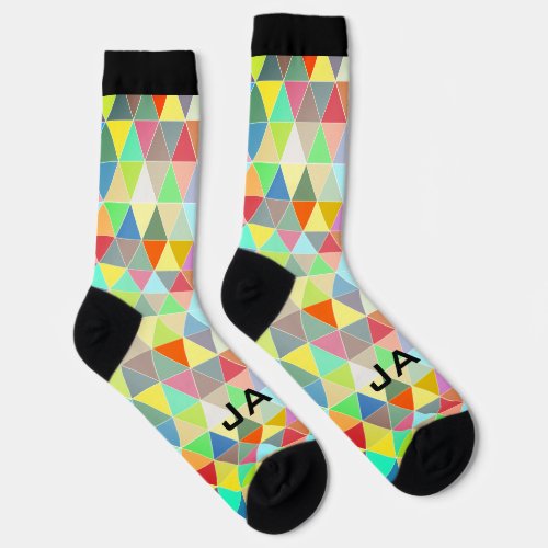Cool colorful geometric triangles socks for men