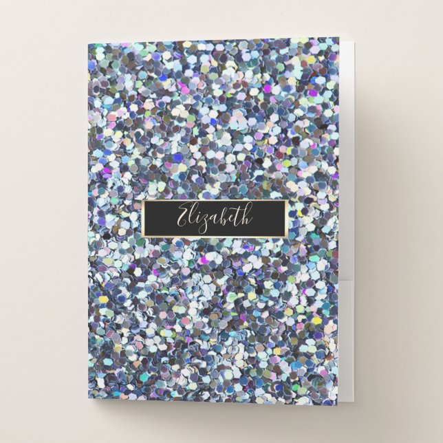 Cool Colorful Glitter , Frame, Personalized Pocket Folder (Front)
