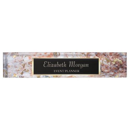 Cool Colorful Gold Marble Texture Desk Name Plate