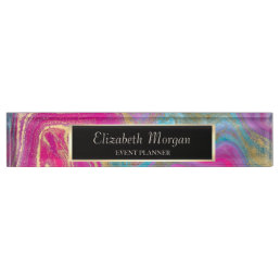 Cool Colorful Gold Marble Texture Desk Name Plate