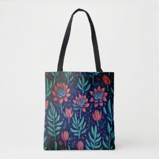 Cool Colorful Green Succulents Red Floral Pattern 
