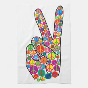Cool Colorful Groovy Peace Signs Kitchen Towel