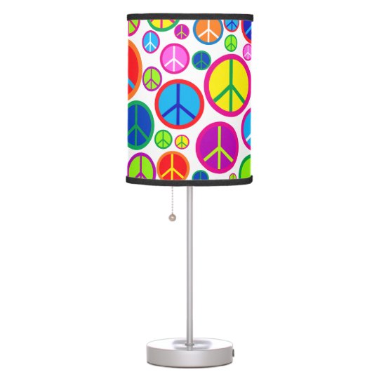 Cool Colorful Groovy Peace Symbols Table Lamp | Zazzle.com