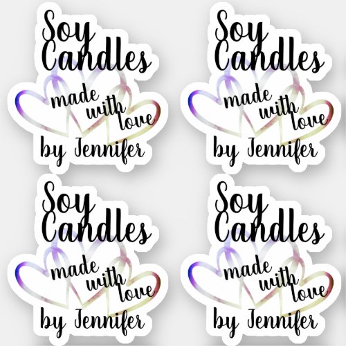 Cool Colorful Hearts Made with Love Soy Candles Sticker