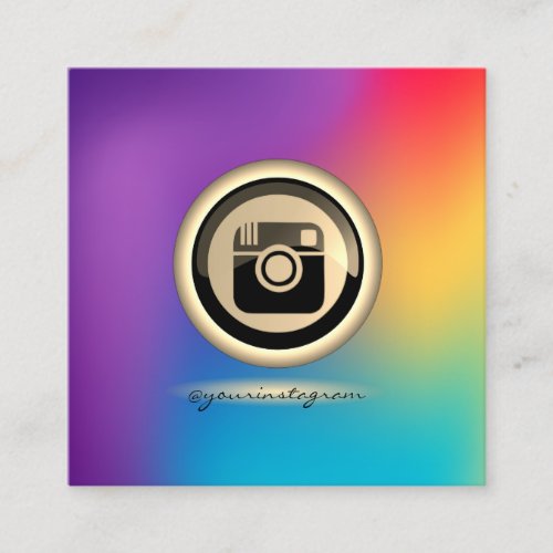 Cool Colorful Holographic Instagram Social Media Square Business Card