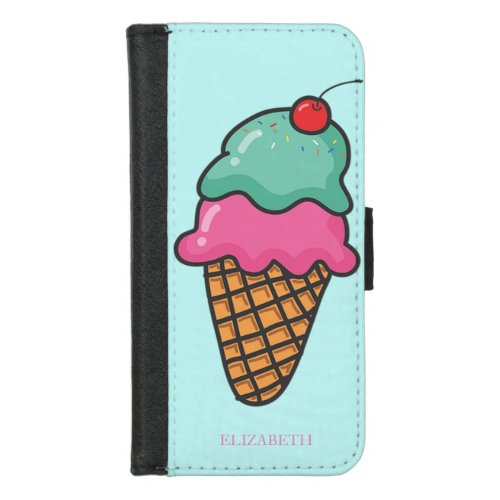 Cool Colorful Ice Cream Cones _Personalized iPhone 87 Wallet Case