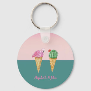 Cool Colorful Ice Cream Cones -Personalized Keychain