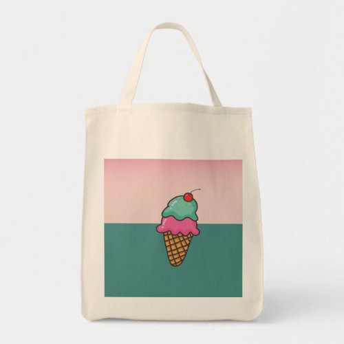 Cool Colorful Ice Cream Cones _Personalized Tote Bag