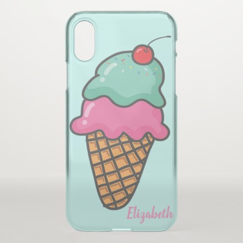 Cool Colorful Ice Cream Cones _ Personalized iPhone X Case