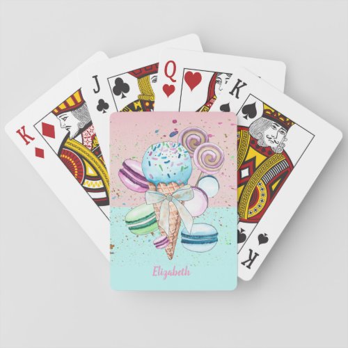 Cool Colorful Ice Cream Macaroons  Poker Cards