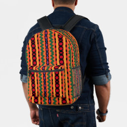Cool Colorful Kente Stripes Print Printed Backpack