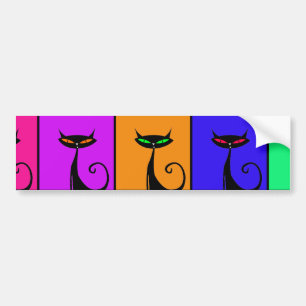 Cool Colorful Kitty Cat Pop Art Bumper Sticker