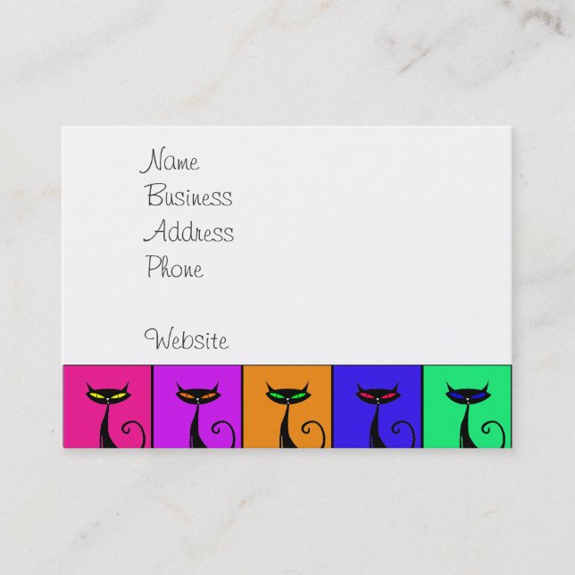 Cool Colorful Kitty Cat Pop Art Business Card (Front)