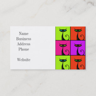 Cool Colorful Kitty Cat Pop Art Business Card