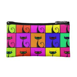 Cool Colorful Kitty Cat Pop Art Squares Cosmetic Bag