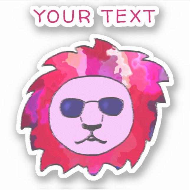 Cool Colorful Lion Head Sunglasses Text Sticker (Front)