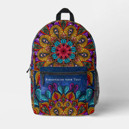  Cool Colorful Modern Mandala Hippie Add Your Name Printed Backpack