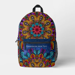 Cool Colorful Modern Mandala Hippie Add Your Name Printed Backpack
