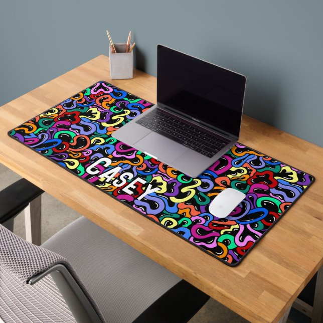 Cool Colorful Monogram Name Desk Mat (Office 2)