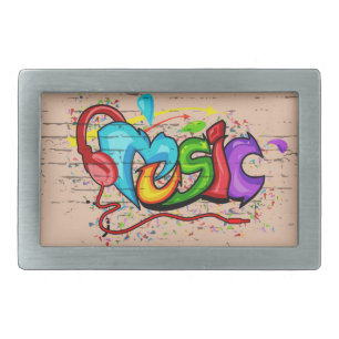 Cool Colorful Music Graffiti Belt Buckle