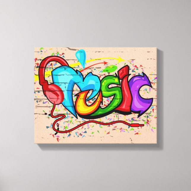 Cool Colorful Music Graffiti Canvas Print (Front)