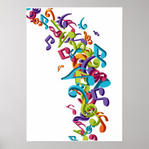 Cool Colorful  music notes & sounds Poster