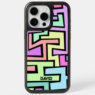 Cool Colorful Neon Maze with name abstract art iPhone 15 Pro Max Case