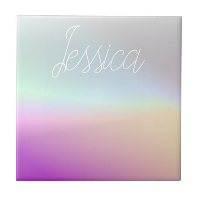 Cool Colorful Ombre Gradients & Your Script Ceramic Tile (Front)
