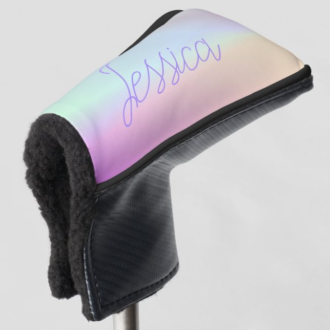 Cool Colorful Ombre Gradients & Your Script Golf Head Cover (3/4 Front)