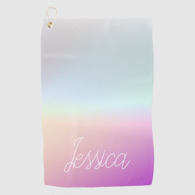Cool Colorful Ombre Gradients & Your Script Golf Towel (Front)