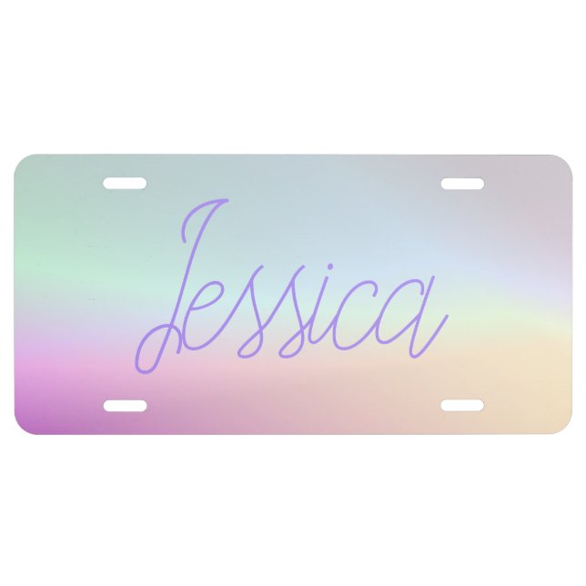 Cool Colorful Ombre Gradients & Your Script License Plate (Front)