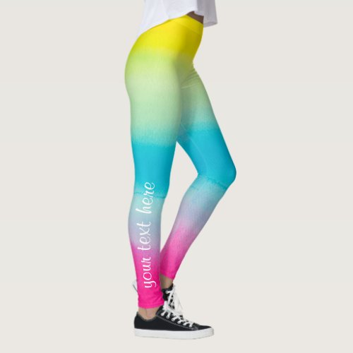 Cool Colorful Ombre Watercolor Your Custom Text Leggings
