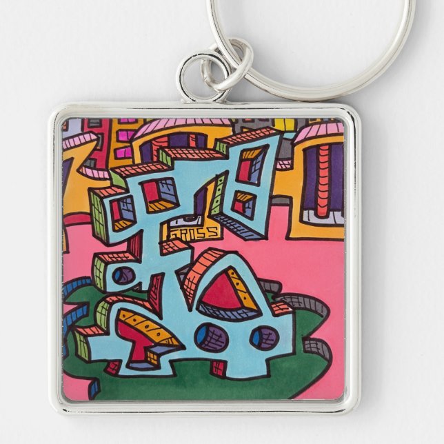 Cool Colorful Original Art  Keychain (Front)