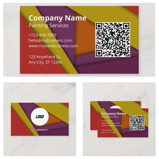Cool Colorful Painter QR Code Logo Business Card (Cool Colorful Painter QR Code Logo Business Card
)