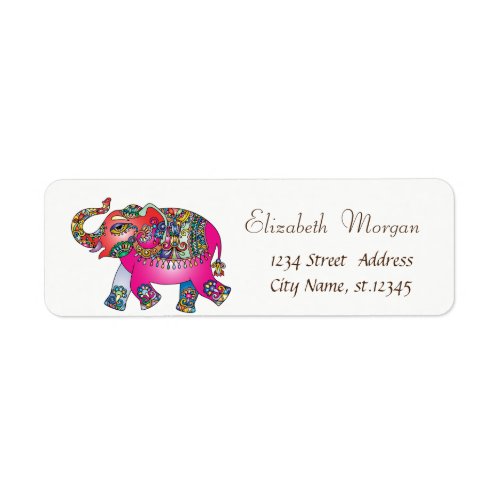 Cool Colorful  Paisley Floral Elephant Label