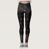 cosmic green color star galaxy pattern leggings