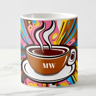 Cool colorful pop art style with custom initials coffee mug