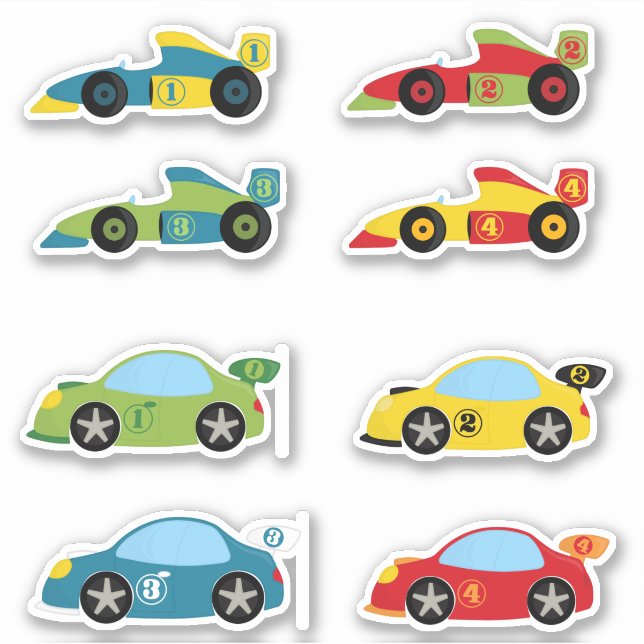Cool Colorful Race Cars Boys  Sticker (Front)