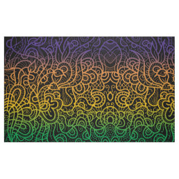 Cool Colorful Rainbow Hand Drawn Doodle Line Art  Fabric