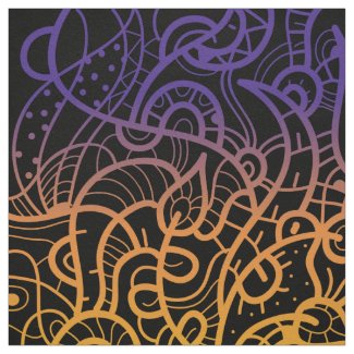 Cool Colorful Rainbow Hand Drawn Doodle Line Art Fabric