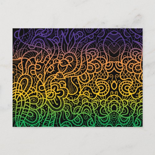 Cool Colorful Rainbow Hand Drawn Doodle Line Art  Postcard