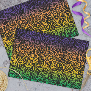 Cool Colorful Rainbow Hand Drawn Doodle Line Art Tissue Paper