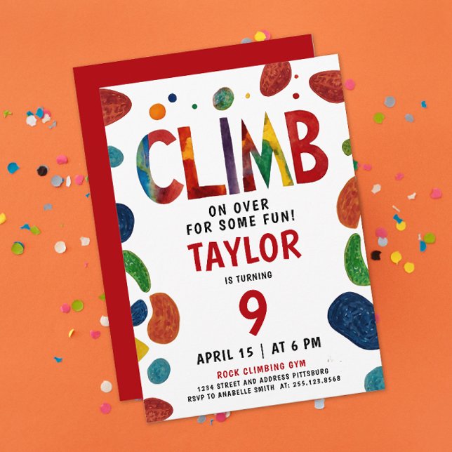 Cool Colorful Red Rock Climbing Adventure Party Invitation (Creator Uploaded)