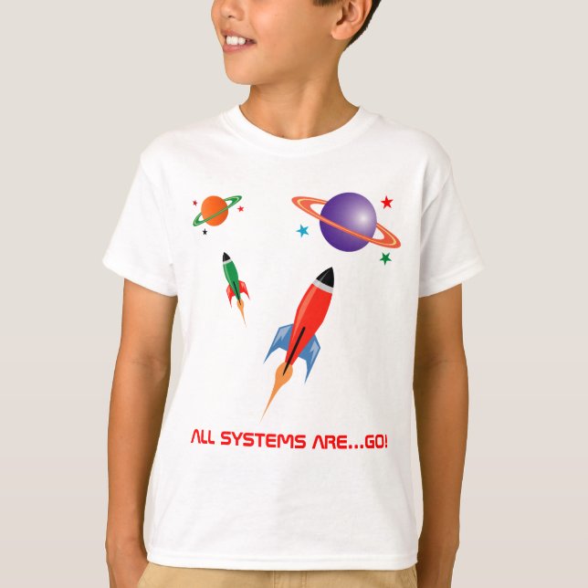 Cool colorful  space rockets T-Shirt (Front)