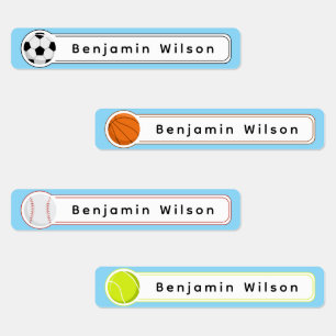 Cool Colorful Sports Custom Name Waterproof Kids' Labels