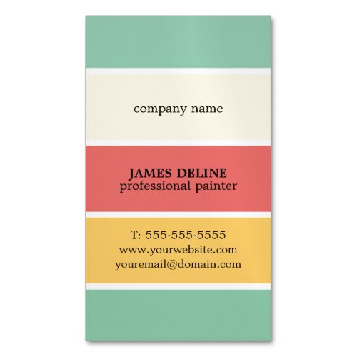 Cool Colorful Striped Professional Painter Magnetic Business Card