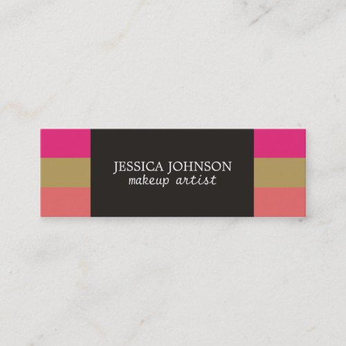 Cool Colorful Stripes Grey Makeup Artist Mini Business Card