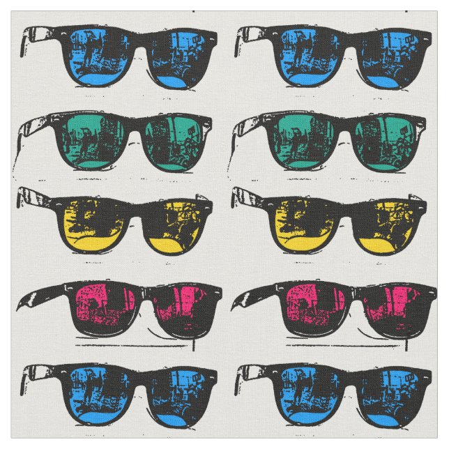 Cool Colorful Sunglasses Illustration Fabric (Close Up)
