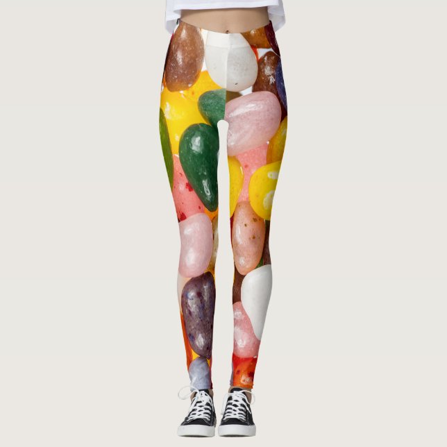 Cool colorful sweet Easter Jelly Beans Candy Leggings (Front)